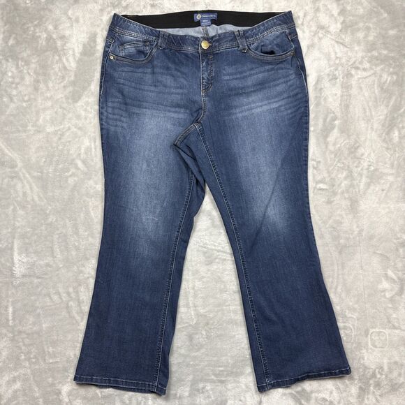 Democracy Wo's 20W (40x28 MEASURED) "Ab" Solution Cropped Stretch Blue Jeans - Picture 1 of 7